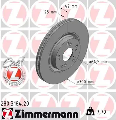 ZIMMERMANN  280.3184.20 Ön Fren Aynasi Cr-V Ii (Rd) 2.0-2.2 Ctdi-(02-06) Civic Viii Hatchback (Fn-Fk) Type R 06=> 0986479r24-Df6180s 45251SMTE00 45251S9AE50 45251SCAE50