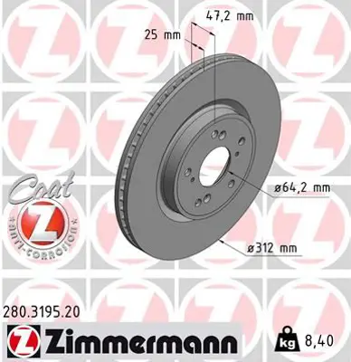 ZIMMERMANN  280.3195.20 Fren Disk 45251 TLA A00 45251 TVC A00