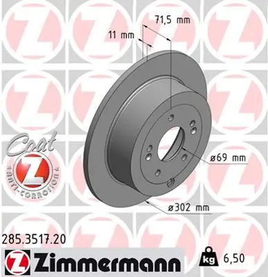 ZIMMERMANN  285.3517.20 Arka Fren Aynasi Santa Fe (06-09) 986479509 584112B000