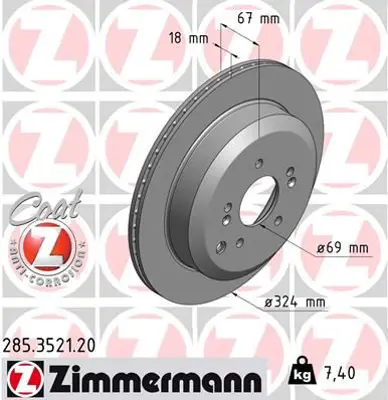 ZIMMERMANN  285.3521.20 Fren Disk 58411 3J500 584113J500DS
