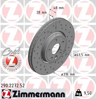 ZIMMERMANN  290.2272.52 Fren Disk (Delikli) T4N1799