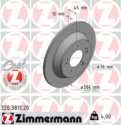ZIMMERMANN  320.3811.20 Fren Diski  0986479c39 58411 A4000