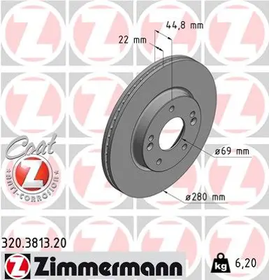 ZIMMERMANN  320.3813.20 Fren Disk Df6936 51712 G2000