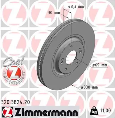 ZIMMERMANN  320.3824.20 Fren Disk Df6959 51712 D4800