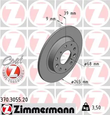 ZIMMERMANN  370.3055.20 Arka Fren Aynasi Mazda 3 13> 0986479c26-Df6659 B45G26251A
