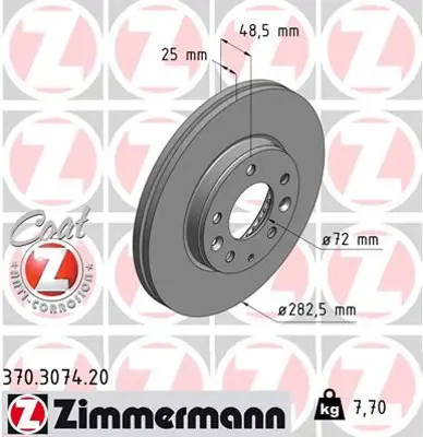 ZIMMERMANN  370.3074.20 Ön Fren Aynasi Havali Mazda 6 1.8/2.0/2.0di/2.3 02- 986479132-Df4386 GJ6Y3325XA