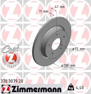 ZIMMERMANN  370.3079.20 Fren Diski Arka Premacy 2005-2005-3 2000 >5 2005 > 0986479c79-Df4420 BP6Y26251B BP6Y26251C BP6Y26251D