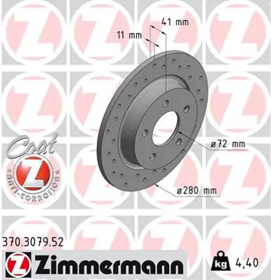 ZIMMERMANN  370.3079.52 Fren Diski Arka Premacy 2005-2005-3 2000 >5 2005 > (Delikli) 0986479c79-Df4420 BP6Y26251B BP6Y26251C BP6Y26251D