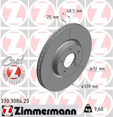 ZIMMERMANN  370.3084.20 Fren Disk 986479794-Df6490s B37F 3325XA