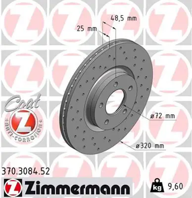 ZIMMERMANN  370.3084.52 Fren Disk (Delikli) 986479794-Df6490s B37F 3325XA