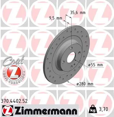 ZIMMERMANN  370.4402.52 Fren Disk (Delikli) 6000612254