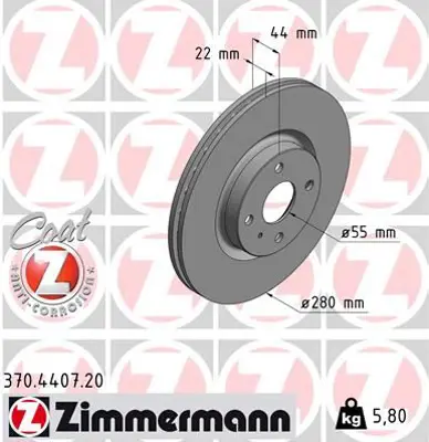 ZIMMERMANN  370.4407.20 Fren Disk 6000615653