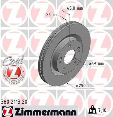 ZIMMERMANN  380.2113.20 Ön Fren Aynasi Grandis 2.4 (04-10) Grandis 2.0 Di-D 06> 986479527-Df6259 MN116981 MN116979