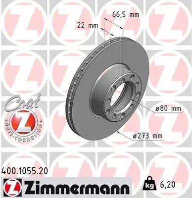 ZIMMERMANN  400.1055.20 Fren Disk Df1575 1164200105 1164210612 A1164200105