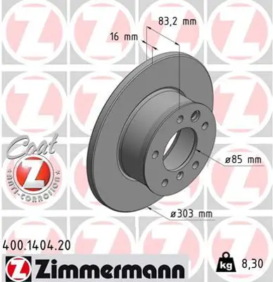 ZIMMERMANN  400.1404.20 Fren Diski Ön G-Class 1979 > 986478189-Df1599 4604210012 A4604210012 4614210012