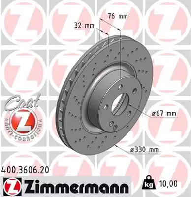ZIMMERMANN  400.3606.20 Fren Diski On Mercedes S-Class W220 98>05 A2204212512