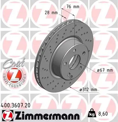 ZIMMERMANN  400.3607.20 Fren Diski On Mercedes S-Class W220 98>05 A2204210912