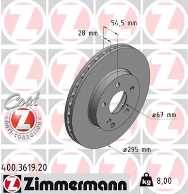 ZIMMERMANN  400.3619.20 Fren Diski On Mercedes W211 S211 W221 A2114210812