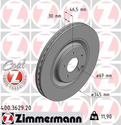 ZIMMERMANN  400.3629.20 Fren Disk Df6004s 2094210012 A2094210012