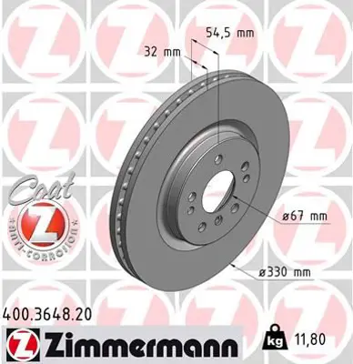 ZIMMERMANN  400.3648.20 Fren Diski On 4-Matic Mercedes W166 C292 W251 A1644211312