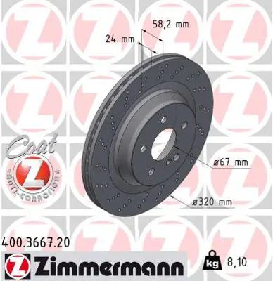 ZIMMERMANN  400.3667.20 Fren Diski Arka Mercedes Sl-Class R230 06>12 A2304231512