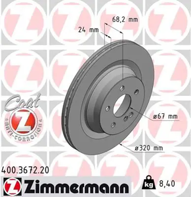 ZIMMERMANN  400.3672.20 Fren Diski Arka Mercedes W211 W212 S212 C218 A2194230012