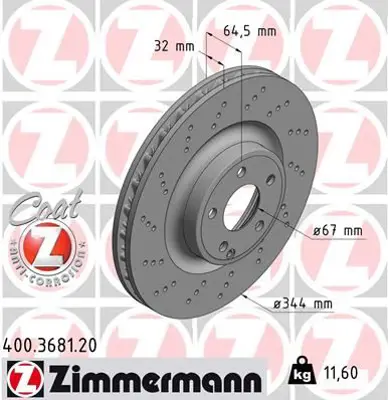 ZIMMERMANN  400.3681.20 Fren Diski On Mercedes W212 S212 R172 A0004211612