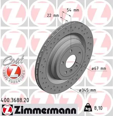 ZIMMERMANN  400.3688.20 Fren Diski Arka 4-Matic Mercedes W166 X166 A1664230312