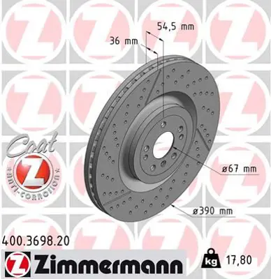 ZIMMERMANN  400.3698.20 Fren Disk 1664210512 A1664210512