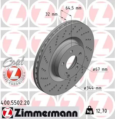 ZIMMERMANN  400.5502.20 Fren Diski On Mercedes W212 S212 C207 A207 C204 A0004211512