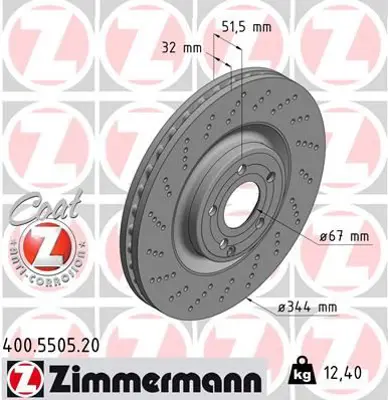 ZIMMERMANN  400.5505.20 Fren Diski On Mercedes Cls-Class X218 C218 A2184210412