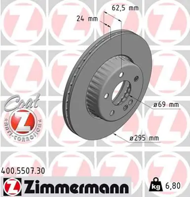 ZIMMERMANN  400.5507.30 Fren Diski On Mercedes C-Class W205 S205 C205 A205 A0004212412