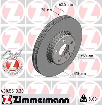 ZIMMERMANN  400.5519.30 Fren Diski On Mercedes C-Class W205 S205 C205 A205 A0004212612