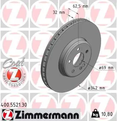 ZIMMERMANN  400.5521.30 Fren Diski On Mercedes X253 W213 C253 C257 A0004212812