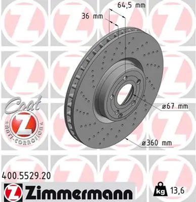 ZIMMERMANN  400.5529.20 Fren Disk 2314211312 231421131207 2314211412