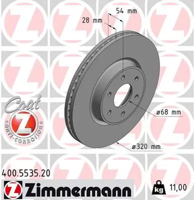 ZIMMERMANN  400.5535.20 Fren Diski On Mercedes X-Class W470 17> A4704210200