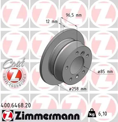 ZIMMERMANN  400.6468.20 Fren Diski Arka Mercedes W463 B901>b904 . Vw Lt 28-35-46 A9014230812 2D0501601