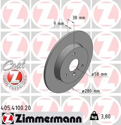 ZIMMERMANN  405.4100.20 Fren Disk Df4135 0004341V001 0004341V001000000