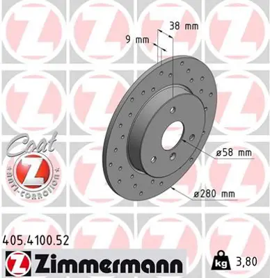 ZIMMERMANN  405.4100.52 Fren Disk (Delikli) Df4135 0004341V001 0004341V001000000