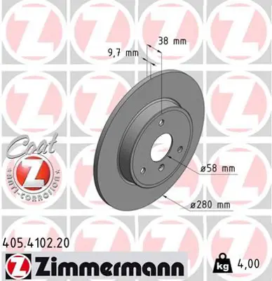 ZIMMERMANN  405.4102.20 Ön Fren Aynasi Smart Fortwo 07>  986479305 4514210112 A4514210112