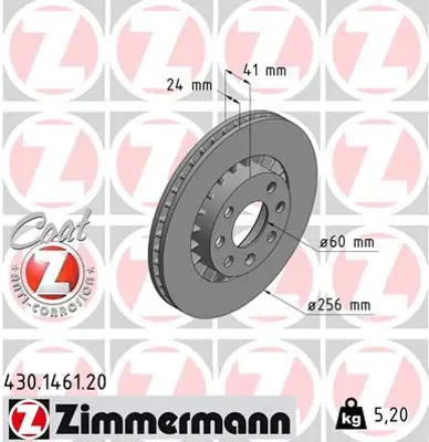 ZIMMERMANN  430.1461.20 Ön Fren Aynasi Astra F-Vectra A-B-Calibra A-Kadett E-Ascona C-Lanos 97=>cielo(256x24x4dlxhavali) (90487402-93182282-93182304) 569001 569008 569042 90295087