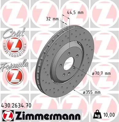 ZIMMERMANN  430.2634.70 Fren Disk 13370436
