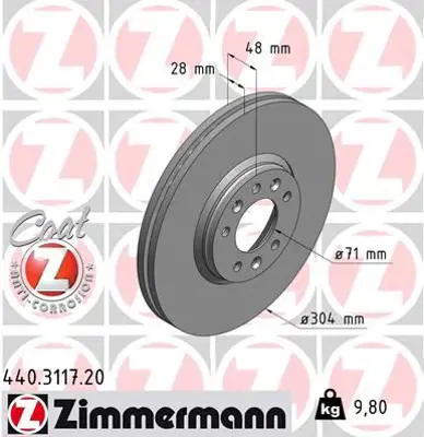 ZIMMERMANN  440.3117.20 Ön Fren Aynasi C5-Jumpy-Expert-Scudo 2.0 07=> (304x28x41x48x5dlxhavali) 4249.24 4249.K0 9467548587