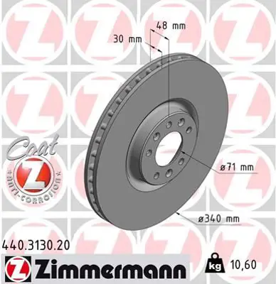 ZIMMERMANN  440.3130.20 Ön Fren Aynasi C5 2.2 Hdi-3.0 Hdi 09=> C6 3.0 Hdi 09=> P508 Hava Kanalli 986479092-Df6427s 4249.88