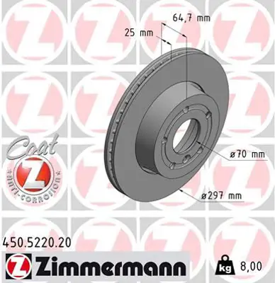 ZIMMERMANN  450.5220.20 Fren Diski On Range Rover 2 P38a 94>02 NTC8780