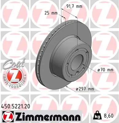 ZIMMERMANN  450.5221.20 Ön Fren Aynasi (Adet)land Rover Discovery 4.0v8(98-04)discovery 2.5td5(99-04)(297-5dl) (Delikli) 986479146-Df4194s SDB000380 ANR4582