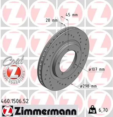 ZIMMERMANN  460.1506.52 Fren Disk (Delikli) 95135104100