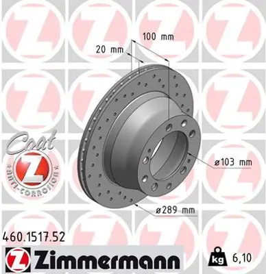 ZIMMERMANN  460.1517.52 Fren Disk (Delikli) 94435204103 94435204104