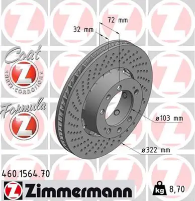 ZIMMERMANN  460.1564.70 Fren Disk 99335104500 99335104510