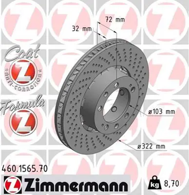 ZIMMERMANN  460.1565.70 Fren Disk 99335104600 99335104610